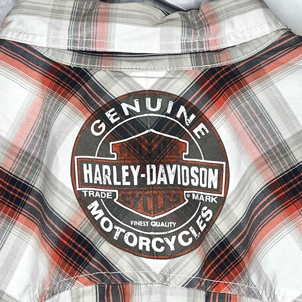 Harley Davidson Plaid Button Up Shirt Men XL Genuine Motorclothes Short Sleeve